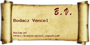 Bodacz Vencel névjegykártya
